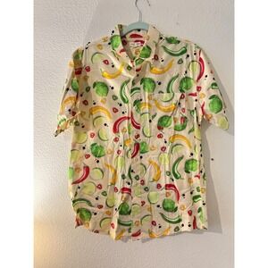 Public Access Mens Pepper Lime All Over Print Short Sleeve Button Up Shirt Sz M